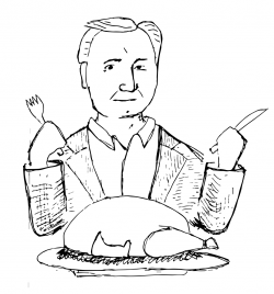 Drawing of Dan Brown eating a turkey