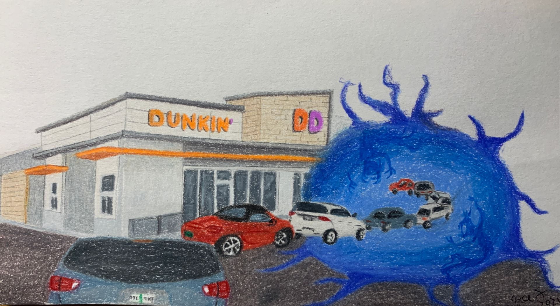 image of dunkin donuts swallowed by blue hole